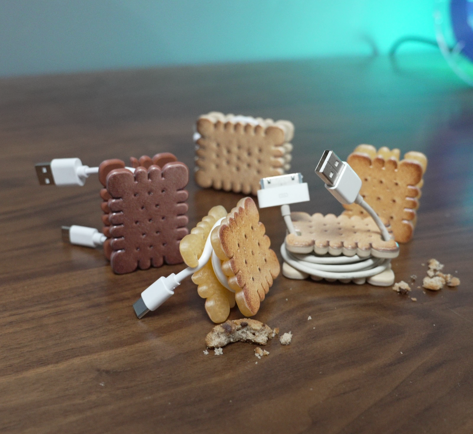 Cable organizer with biscuit design