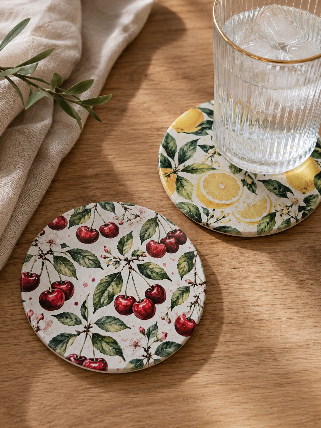 Fruit themed coaster set